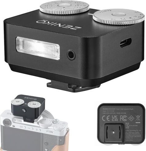 ZENIKO ZA-12 Silver Mini Retro Flash Dual Dial Manual Speedlite for Cameras in Saudi Arabia