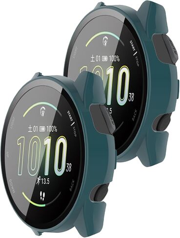 2-Pack Case for Garmin Forerunner 165 Smart Watch, ZBAGUG with Tempered Glass Screen Protector, Ultra - Thin Hard PC Full Protective Face Cover Bumper for Garmin Forerunner 165 Watch. Green in Kuwait