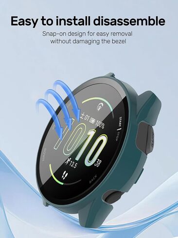 2-Pack Case for Garmin Forerunner 165 Smart Watch, ZBAGUG with Tempered Glass Screen Protector, Ultra - Thin Hard PC Full Protective Face Cover Bumper for Garmin Forerunner 165 Watch. Green in Kuwait