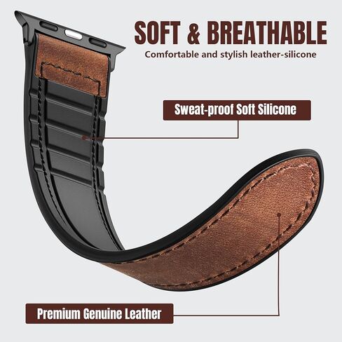Charlam 4 Pack Apple Watch Cases and Magnetic Leather Apple Watch Bands 42mm 44mm 45mm 46mm 49mm, Brown in Kuwait