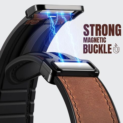Charlam 4 Pack Apple Watch Cases and Magnetic Leather Apple Watch Bands 42mm 44mm 45mm 46mm 49mm, Brown in Kuwait