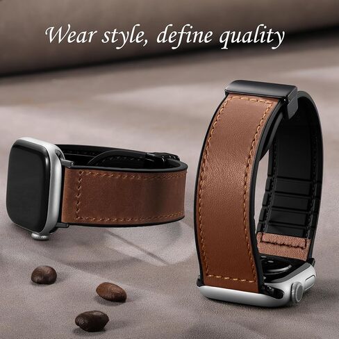 Charlam 4 Pack Apple Watch Cases and Magnetic Leather Apple Watch Bands 42mm 44mm 45mm 46mm 49mm, Brown in Kuwait