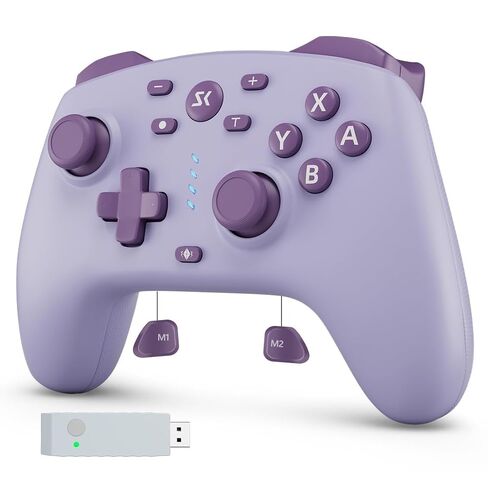 Wireless Switch Controller for Switch/Switch 2/Lite/OLED/PC Controller with Adapter, Purple Switch Controller with Hall Joysticks & Hall Triggers, Switch Pro Controller with Wake-up, 2 Back Programmable Buttons, Turbo Function in Kuwait