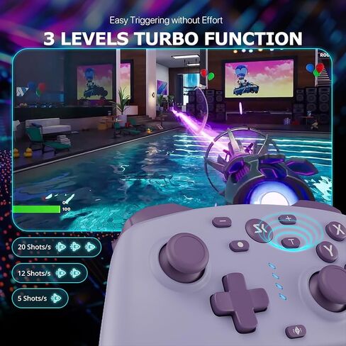 Wireless Switch Controller for Switch/Switch 2/Lite/OLED/PC Controller with Adapter, Purple Switch Controller with Hall Joysticks & Hall Triggers, Switch Pro Controller with Wake-up, 2 Back Programmable Buttons, Turbo Function in Kuwait