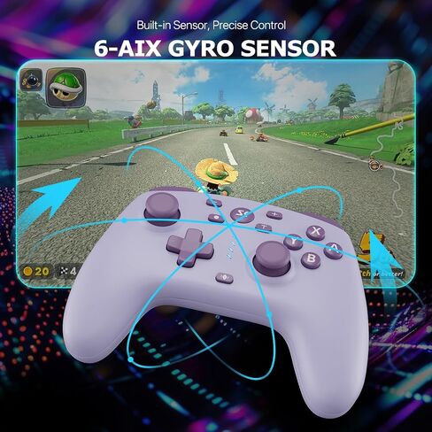 Wireless Switch Controller for Switch/Switch 2/Lite/OLED/PC Controller with Adapter, Purple Switch Controller with Hall Joysticks & Hall Triggers, Switch Pro Controller with Wake-up, 2 Back Programmable Buttons, Turbo Function in Kuwait