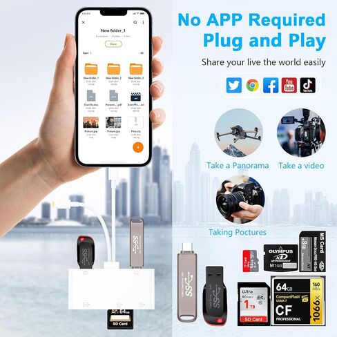 USB C SD Card Reader for iPhone, 7-Slot CF SD TF XD MS Adapter in Kuwait