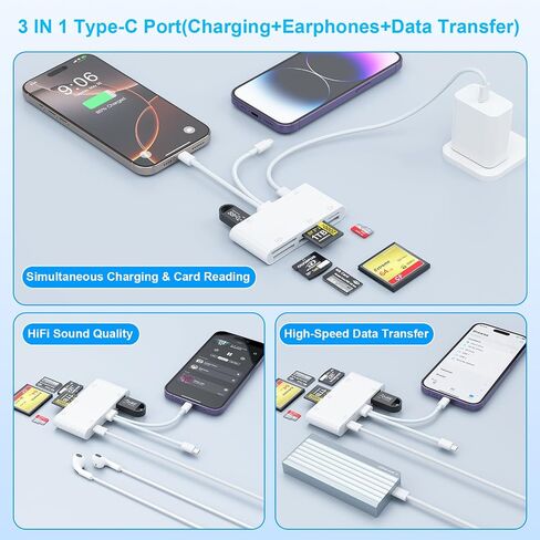 USB C SD Card Reader for iPhone, 7-Slot CF SD TF XD MS Adapter in Kuwait