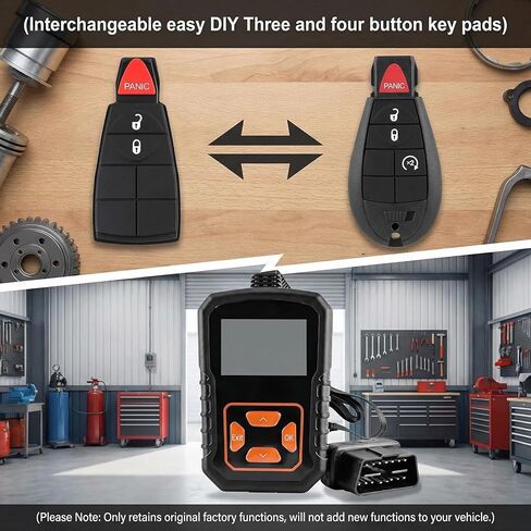 Simple DIY Remote Key Fob Replacement Fits for Dodge RAM 1500 2500 3500 (2013-2017) - FCC ID: GQ4-53T, Includes 3 & 4-Button Pads, No Pro Tools Required in Kuwait