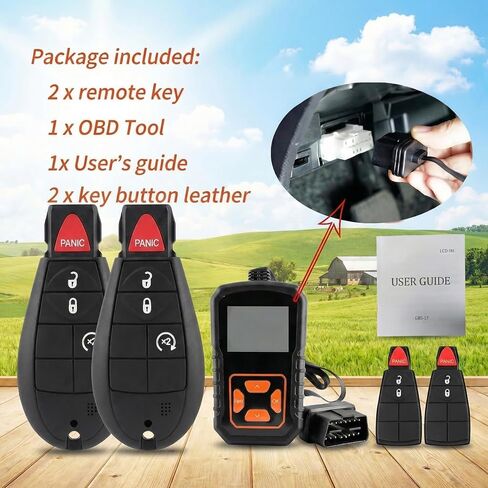 Simple DIY Remote Key Fob Replacement Fits for Dodge RAM 1500 2500 3500 (2013-2017) - FCC ID: GQ4-53T, Includes 3 & 4-Button Pads, No Pro Tools Required in Kuwait