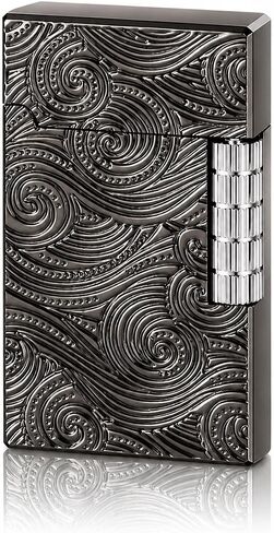 JIANCHEN Refillable Butane Lighter, Soft Flame Lighter, Side Slide Ignition, Classic Flip Top Design, Engraved Metal Body, Vintage Pocket Style, Presentation Box Included (Fuel Not Included),Gunmetal in Kuwait