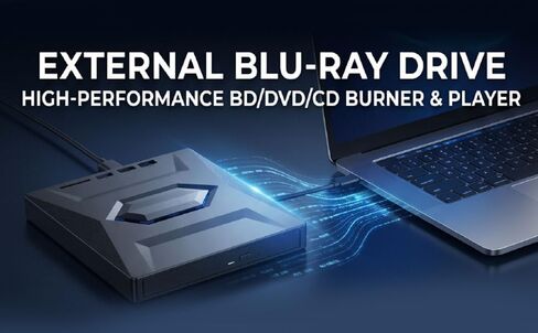 GOWENIC External Blu Drive, USB 3.0 Type C BD DVD CD Burner Player with Dual USB Cable and Multiple Ports, 3.0 Type C BD DVD CD Burner Player for PC Laptop in Kuwait