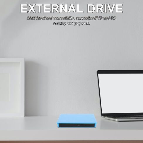 USB 3.0 External CD DVD Drive for Laptop with High-Speed Data Transfer and Ultraslim Abs Metal Design, Portable Disc Burner for Movies and Data Storage in Kuwait
