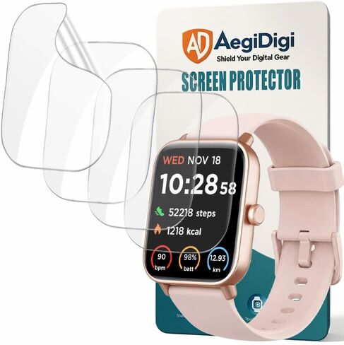 Screen Protector for 1.8" Smartwatch IDW19, Compatible with Gydom, Quican VERYFIT Fitness Tracker, Flexible TPU Film, Full Coverage, Self-Healing, High Definition Clear in Kuwait