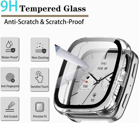 [4-Pack] Screen Protector Case with Tempered Glass Compitible with Amazfit Active 2 Square Smart Watch, Hard PC Case Screen Protector Cover Bumper Accessories for Women Men in Kuwait
