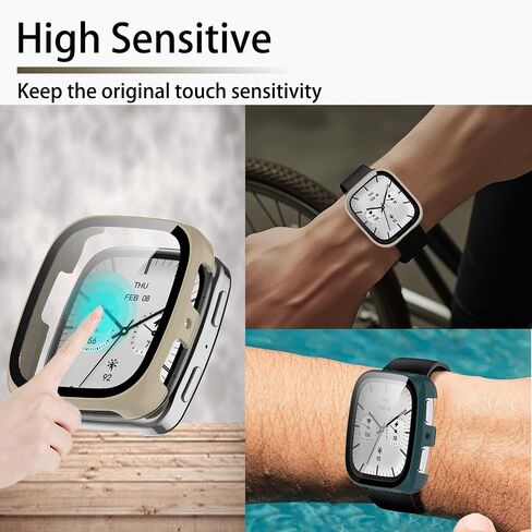 [4-Pack] Screen Protector Case with Tempered Glass Compitible with Amazfit Active 2 Square Smart Watch, Hard PC Case Screen Protector Cover Bumper Accessories for Women Men in Kuwait
