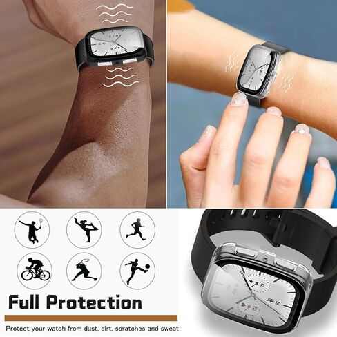 [4-Pack] Screen Protector Case with Tempered Glass Compitible with Amazfit Active 2 Square Smart Watch, Hard PC Case Screen Protector Cover Bumper Accessories for Women Men in Kuwait