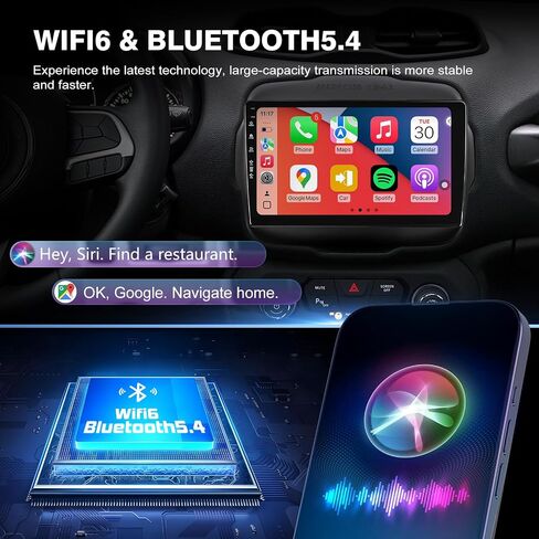 5G-WiFi6 Car Radio Stereo for Jeep Renegade 2015-2020,9 inch Android 13 Touchscreen Head Unit with Wireless Carplay Android Auto GPS Navigation Bluetooth SWC FM HD Backup Camera (2Ram 64Rom) in Kuwait