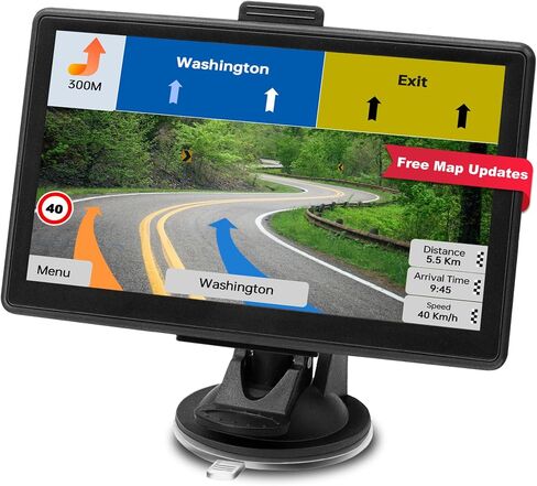 GPS Navigator for Car - 7" Car GPS Navigation System with 2026 Lifetime Maps Free Updates, Support Voice Turn-by-Turn Guidance & Speedcam/Red Light Alerts, Custom Truck Routing for 7 Vehicles in Kuwait