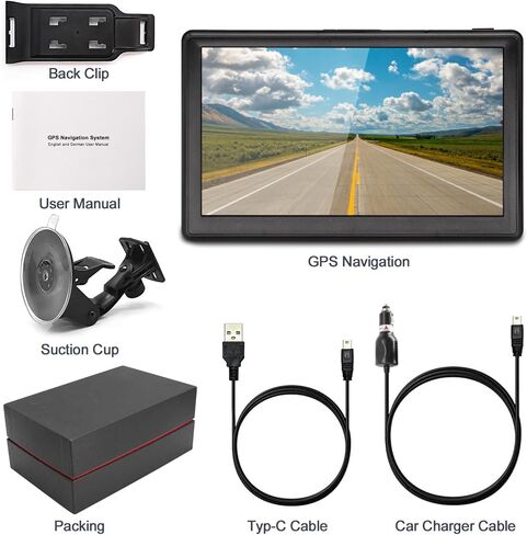 GPS Navigator for Car - 7" Car GPS Navigation System with 2026 Lifetime Maps Free Updates, Support Voice Turn-by-Turn Guidance & Speedcam/Red Light Alerts, Custom Truck Routing for 7 Vehicles in Kuwait