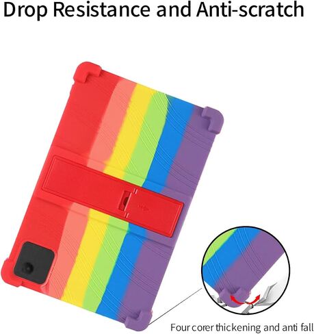 for T-Mobile REVVL Tab 2 5G 10.1 Inch Tablet Case,BOVUGAC Soft Silicone Adjustable Stand Shockproof Kids Friendly for T-Mobile REVVL Tab 2 2025 10.1" Tablet(Rainbow) in Kuwait