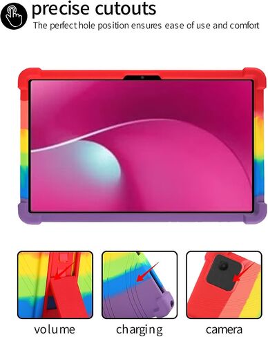 for T-Mobile REVVL Tab 2 5G 10.1 Inch Tablet Case,BOVUGAC Soft Silicone Adjustable Stand Shockproof Kids Friendly for T-Mobile REVVL Tab 2 2025 10.1" Tablet(Rainbow) in Kuwait