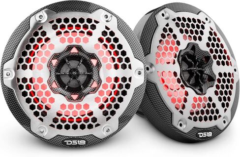 DS18 HYDRO CF-65M 6.5" Marine Speakers 2-Way with Integrated RGB Lights, Black Carbon Fiber, Pair - 100% UV Stable - Water Resistant Speakers, Grills Included - 2 Speakers (Renewed) in Kuwait