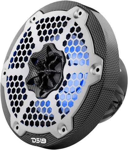 DS18 HYDRO CF-65M 6.5" Marine Speakers 2-Way with Integrated RGB Lights, Black Carbon Fiber, Pair - 100% UV Stable - Water Resistant Speakers, Grills Included - 2 Speakers (Renewed) in Kuwait