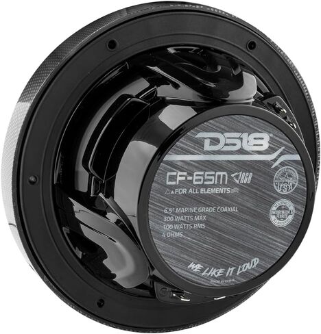 DS18 HYDRO CF-65M 6.5" Marine Speakers 2-Way with Integrated RGB Lights, Black Carbon Fiber, Pair - 100% UV Stable - Water Resistant Speakers, Grills Included - 2 Speakers (Renewed) in Kuwait
