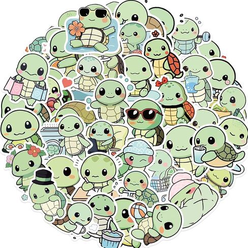 50 PCS Cute Turtle Stickers Animals Sticker Waterproof Vinyl Decal for Journaling Laptop Scrapbook Water Bottles Phone Caps Luggage for Adults Teens Womens in Kuwait