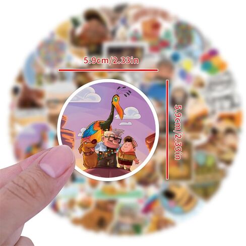 50Pcs Pixar UP Stickers Pack Waterproof Sticker Cartoon Film Decals for Water Bottle,Laptop,Phone,Skateboard,Scrapbooking,Bumper Gifts for Kids Teens Adults for Party Supply Favor (Pixar UP) in Kuwait