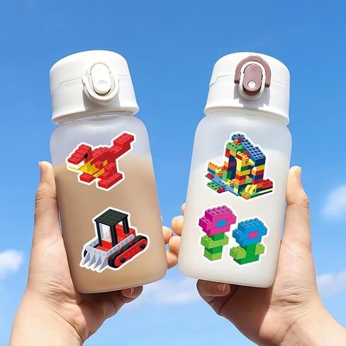 51 Pack Building Block Stickers Reusable Cartoon Decals for Water Bottles in Kuwait