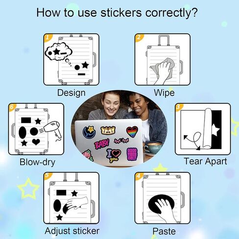 51 Pack Building Block Stickers Reusable Cartoon Decals for Water Bottles in Kuwait