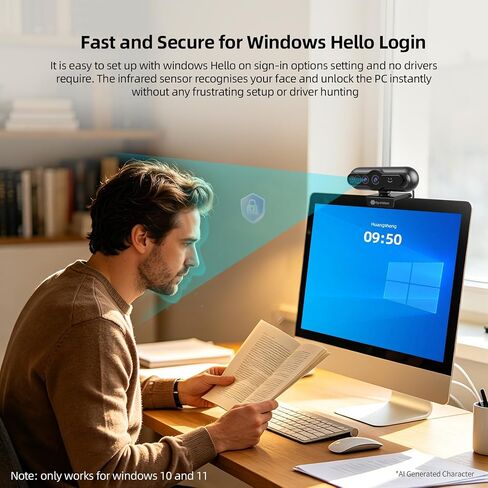 4K Webcam with Windows Hello, Facial Recognition, Log-on with Windows hello in Kuwait