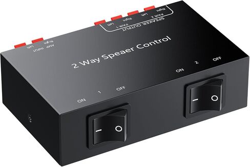 LiNKFOR 2-Zone Speaker Selector Switch Box - 1 Input 2 Output Audio Splitter for Stereo Amplifier Receiver - 150W/Channel, Independent 1/2 Buttons, Passive Multi-Room Home Audio Distribution in Kuwait