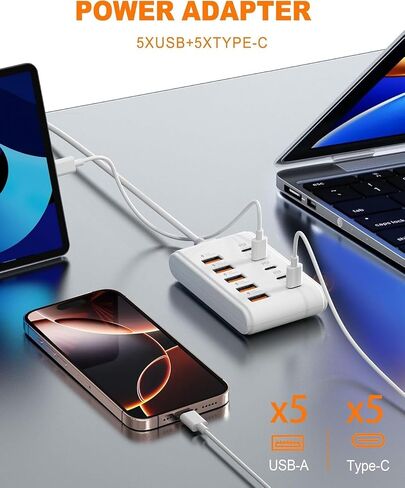 1 PCS Type C 10 in 1 Multiport Adapter Hub, USB C to 10 Port Expander Docking Station, Multi Connector Splitter for Laptop and Desktop in Kuwait