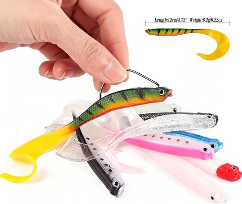 9pcs Bass Fishing Lures, Paddle Tail Soft Swimbaits Fresh & Saltwater in Kuwait