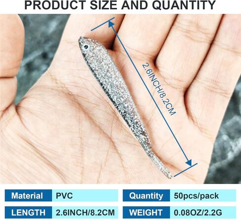 50Pcs Fishing Soft Lures Swimbaits Paddle Split Tail Lifelike Soft Bait for Bass Trout Crappie Walleye 2.76in/0.08oz in Kuwait