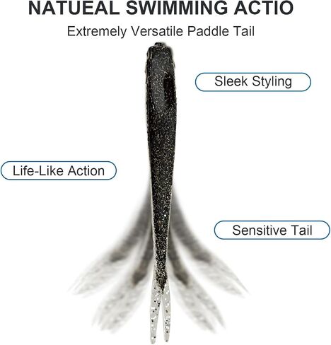 50Pcs Fishing Soft Lures Swimbaits Paddle Split Tail Lifelike Soft Bait for Bass Trout Crappie Walleye 2.76in/0.08oz in Kuwait