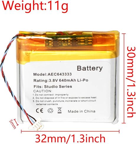 Battery 640mAh 3.8V Fit for Beats Studio 2.0 3.0 Solo pro AEC643333 in Kuwait