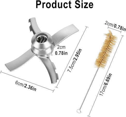 Replacement Paddle Blade Compatible with Ninja Creami NC300 Series Ice Cream Makers, Stainless Steel Blender Blade Replacement with Brush, Premium Ninja Ice Creami Accessories, Silver in Kuwait