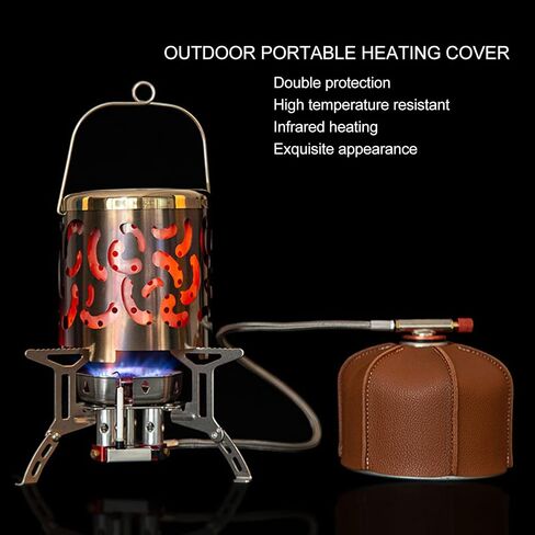 GBSCLOVERUS Camping Heater Cover, Double Layer Camping Heating Stove Cover, Stainless Steel Warming Stove Heating Covers with Handle for Outdoor Barbecue, Tent Heat, 4.3x3.9in in Kuwait