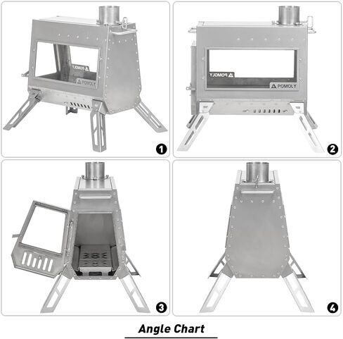 POMOLY Camping Wood Stove Tent Stove, Dagger Ti Titanium Wood Burning Stove with Chimney Pipe for Hiking, Cooking in Kuwait