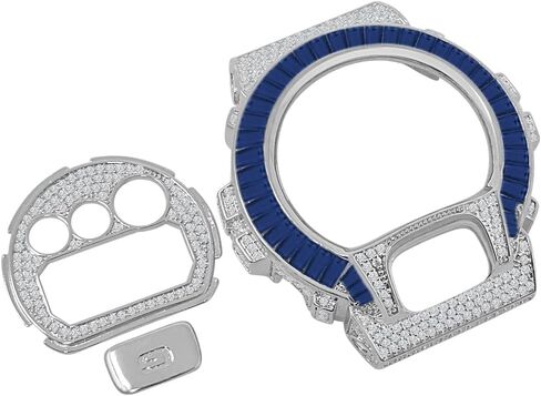 Baguette Replacement Solitaire Smart Watch Case Insert Cover 6.00 CWT. VVS1/D Zirconia White Gold Tone Compatible with Casio G-Shock DW6900 Watch Bezel/Face Plate/G Button (White Gold/Pink CZ) in Kuwait