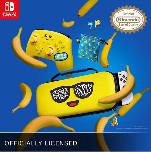 Fumfie PowerA Fortnite Peely Pack for Nintendo Switch, Enhanced Wireless Controller with Mappable Buttons, Protection Case, Earbuds, Officially Licensed Bundle in Kuwait