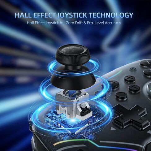 EJGAME Wireless Controller Compatible with Switch/Switch 2/PC/Steam Deck, Hall Effect Joysticks & Triggers/Wake-up/Turbo/RGB Light/Programmable/Dual Vibration,USB Bluetooth Adapter for PC (Black) in Kuwait