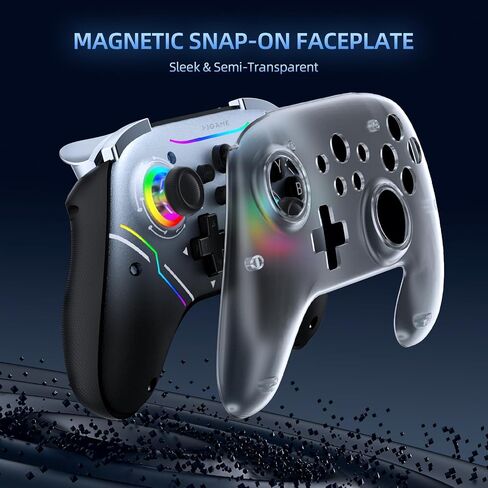 EJGAME Wireless Controller Compatible with Switch/Switch 2/PC/Steam Deck, Hall Effect Joysticks & Triggers/Wake-up/Turbo/RGB Light/Programmable/Dual Vibration,USB Bluetooth Adapter for PC (Black) in Kuwait