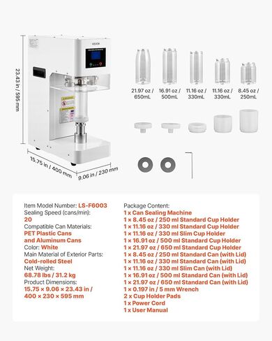 VEVOR Can Sealer Machine, Automatic Commercial Soda Can Sealing Machine in Kuwait