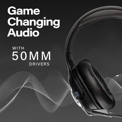 Meters Level-Up Gaming Headsets with RGB VU Virtual 7.1 Surround Sound, 50mm Drivers & Detachable Mic - USB Gaming Headphones Compatible with PC, Laptop & PS4 - Zero Latency (Carbon) in Kuwait