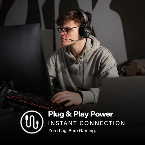 Meters Level-Up Gaming Headsets with RGB VU Virtual 7.1 Surround Sound, 50mm Drivers & Detachable Mic - USB Gaming Headphones Compatible with PC, Laptop & PS4 - Zero Latency (Carbon) in Kuwait