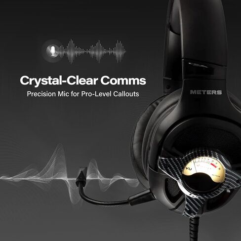 Meters Level-Up Gaming Headsets with RGB VU Virtual 7.1 Surround Sound, 50mm Drivers & Detachable Mic - USB Gaming Headphones Compatible with PC, Laptop & PS4 - Zero Latency (Carbon) in Kuwait